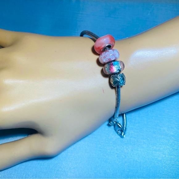 QG Thailand Sterling Silver Glass Bead Bracelet - Picture 1 of 5